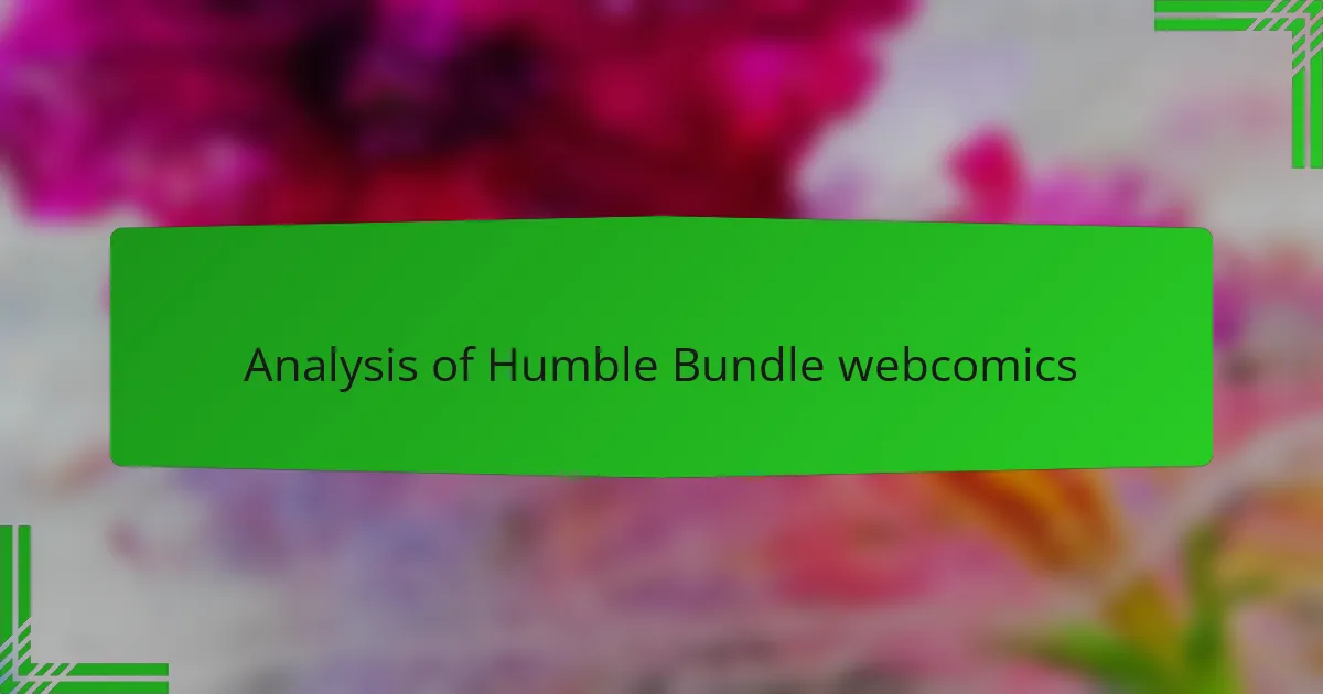 Analysis of Humble Bundle webcomics