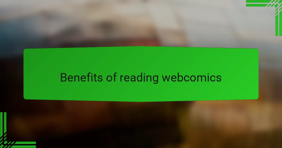 Benefits of reading webcomics
