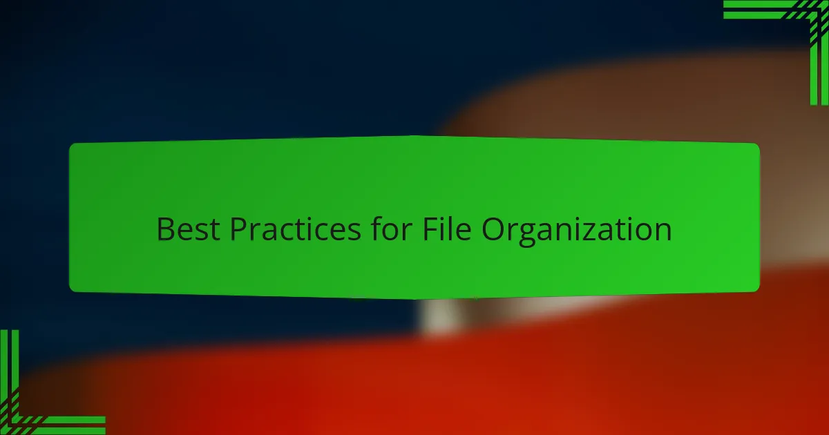 Best Practices for File Organization