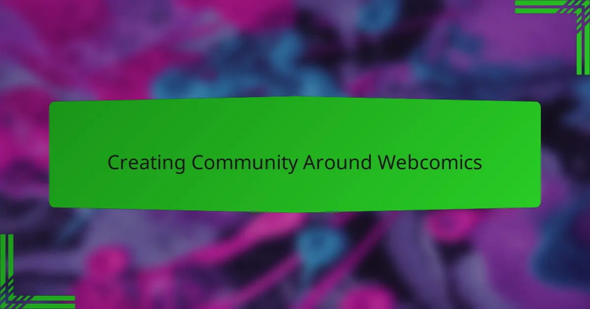 Creating Community Around Webcomics