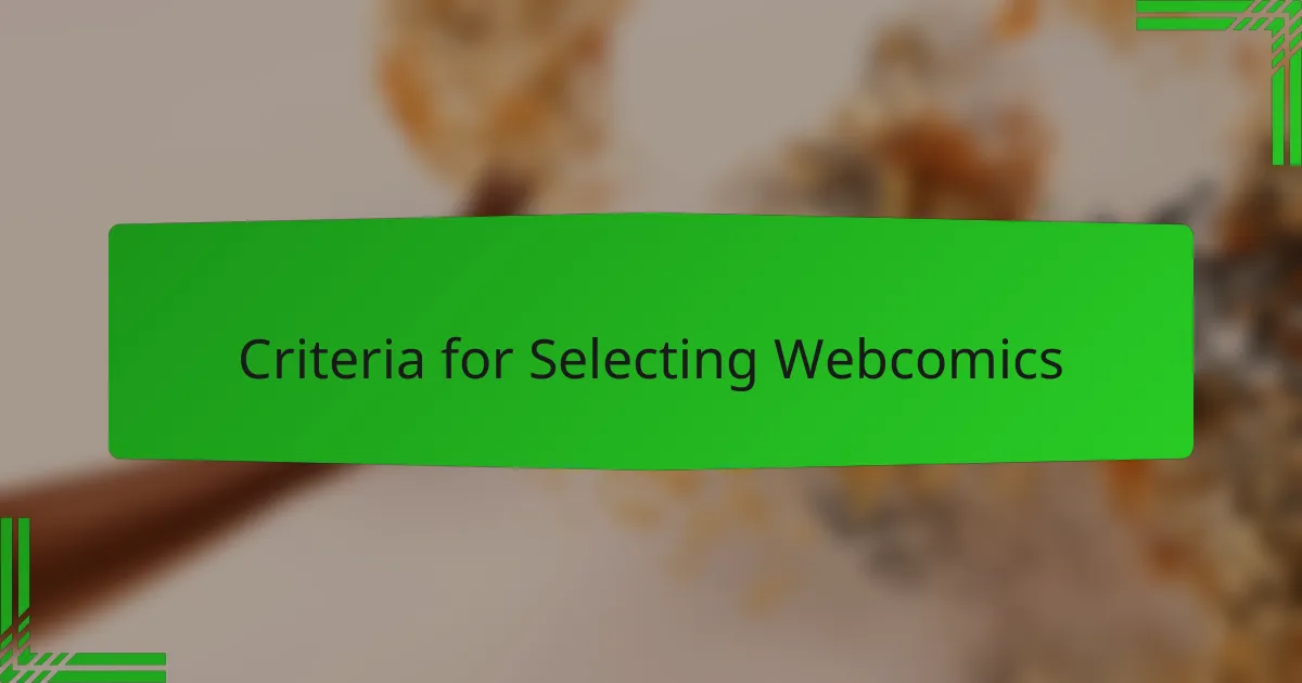 Criteria for Selecting Webcomics