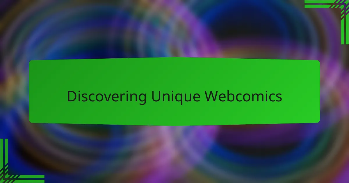 Discovering Unique Webcomics