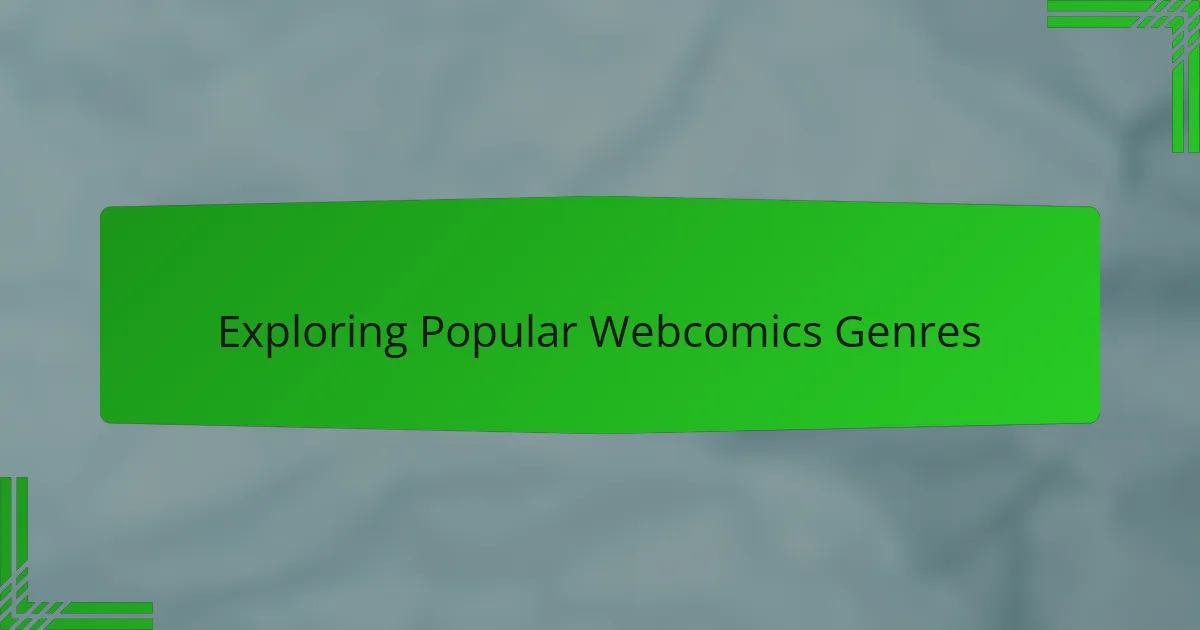 Exploring Popular Webcomics Genres