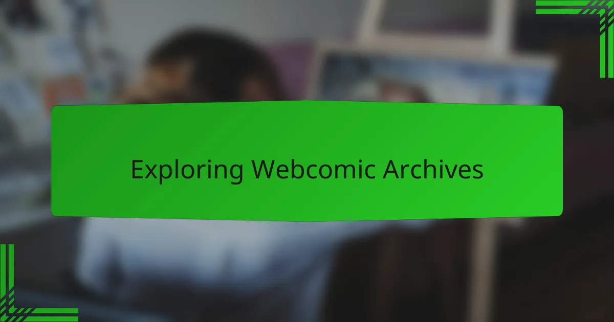 Exploring Webcomic Archives