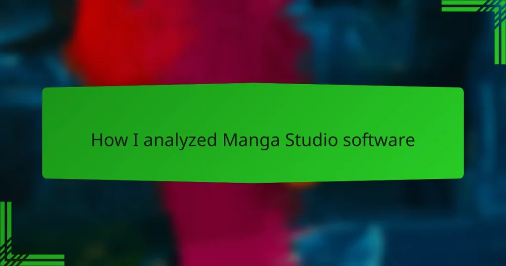 How I analyzed Manga Studio software