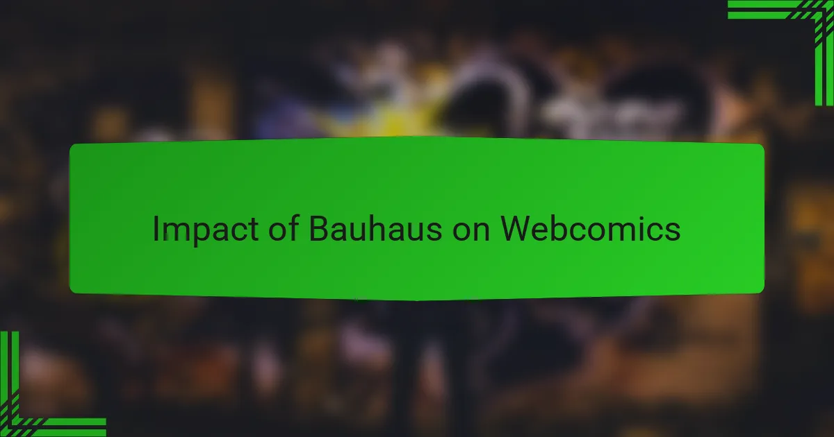 Impact of Bauhaus on Webcomics