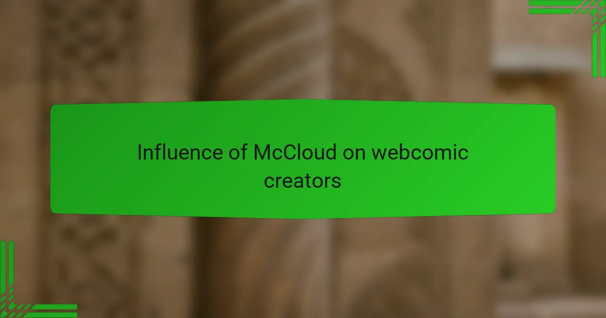 Influence of McCloud on webcomic creators