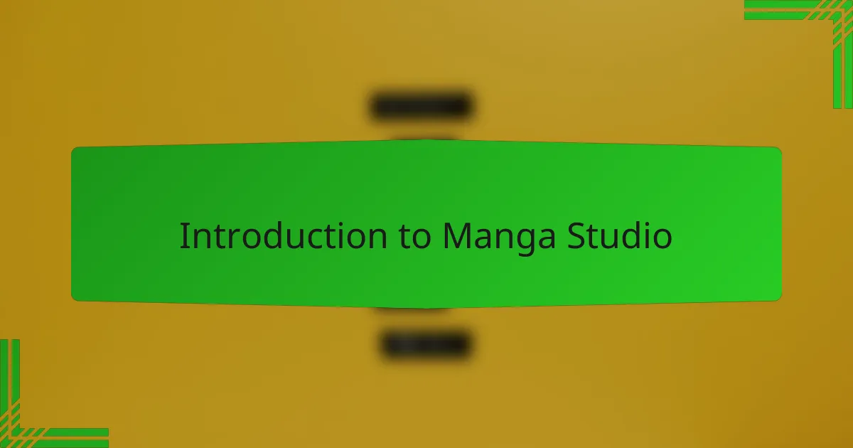 Introduction to Manga Studio