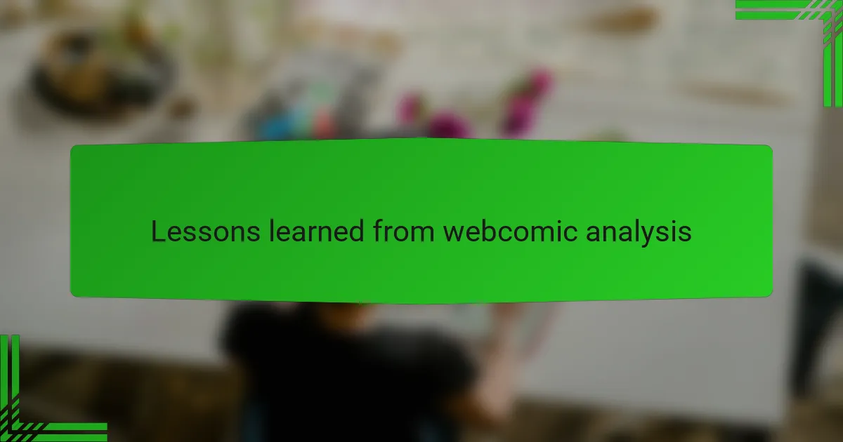 Lessons learned from webcomic analysis