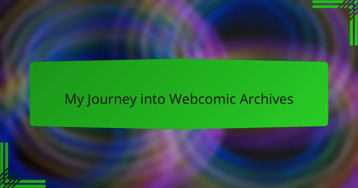My Journey into Webcomic Archives