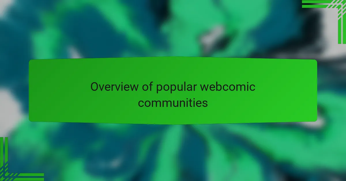 Overview of popular webcomic communities