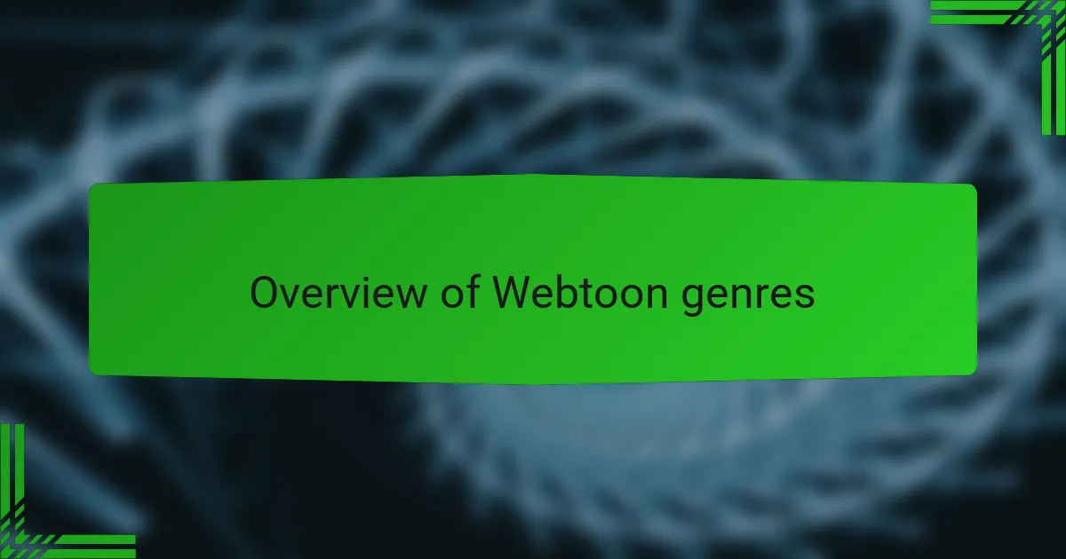 Overview of Webtoon genres