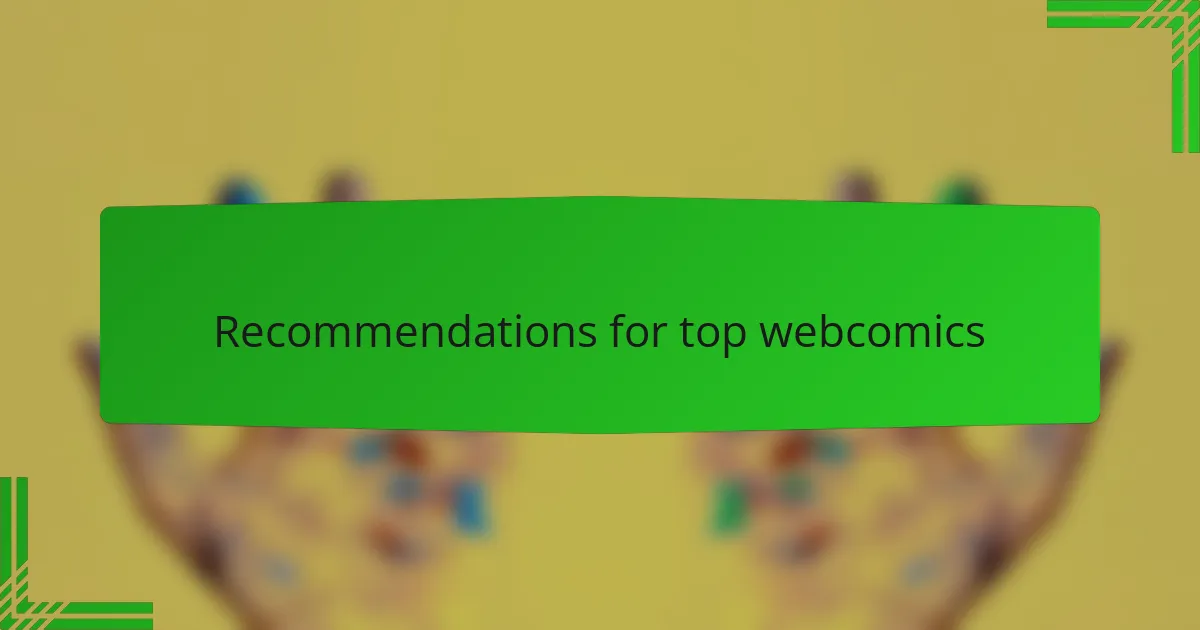 Recommendations for top webcomics