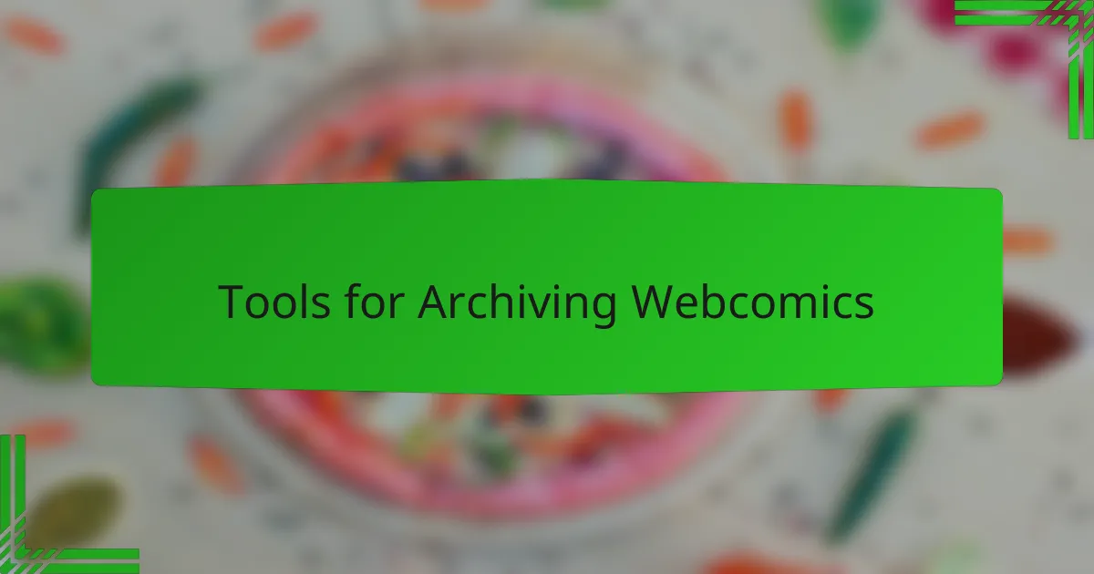 Tools for Archiving Webcomics